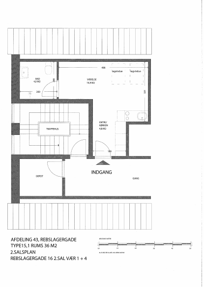2D floor plan of an apartment showing one room, a bathroom, and an entrance area, with a total calculated area of 22.0 square meters.