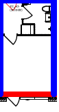Partial 2D floorplan of a bathroom, showing toilet and sink. Dimensions for area calculation are not visible.